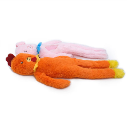 Zippy Paws Fluffy Peltz Plush Squeaker Dog Toy - Chicken & Pig 2-Pack