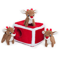 Zippy Paws Christmas Burrow Interactive Dog Toy - Reindeer Pen