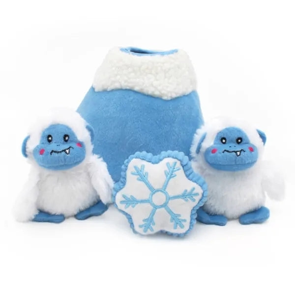 Zippy Paws Holiday Burrow Dog Toy - Yeti Mountain + 3 Squeaker Toys