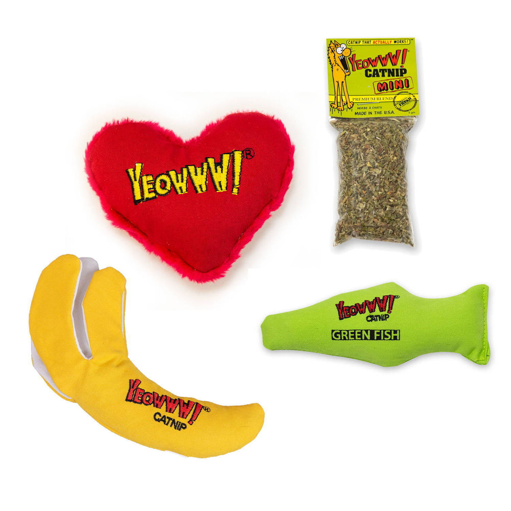 Yeowww Christmas Holiday Gift Bundle with 3 Catnip Cat Toys + Spare Catnip