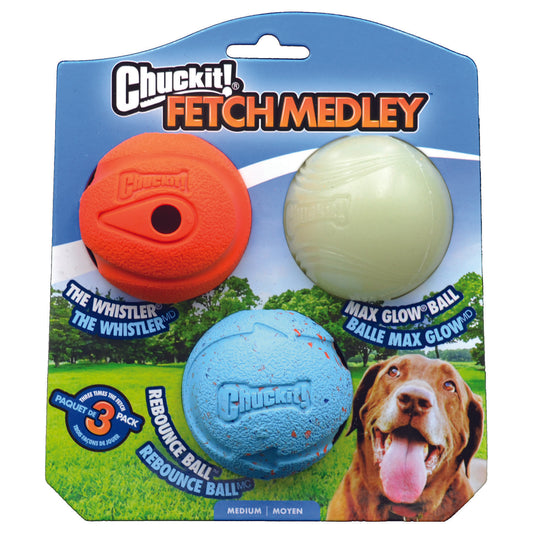 Chuck It - FetchMedley Ball - Medium - Asst - Pack 3