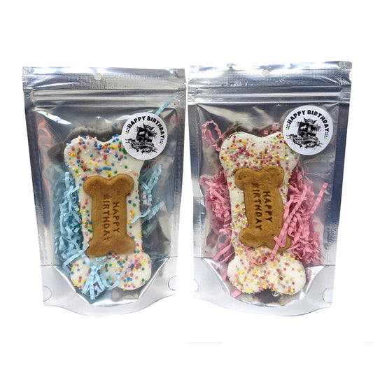 Hud's And Toke – Large Bone Cookie - Happy Birthday - Blue (1 piece)